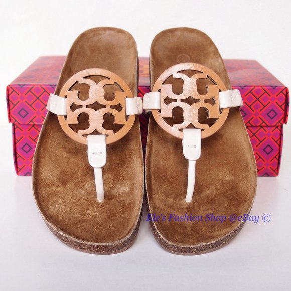 NIB Tory Burch Miller Cloud Leather Sandal Cream Caramel 6.5 7 7.5 8.5 9 9.5 10